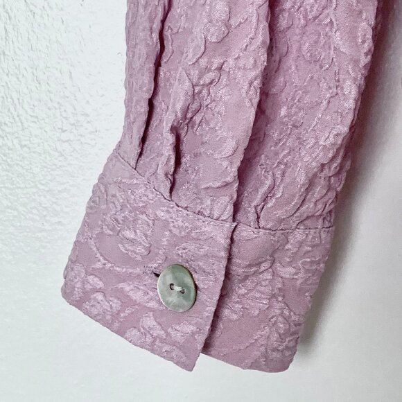 Vintage Sash Silk Floral Button Up Shirt Blouse Fairy Grandma Twee Academia Boho - Picture 6 of 11